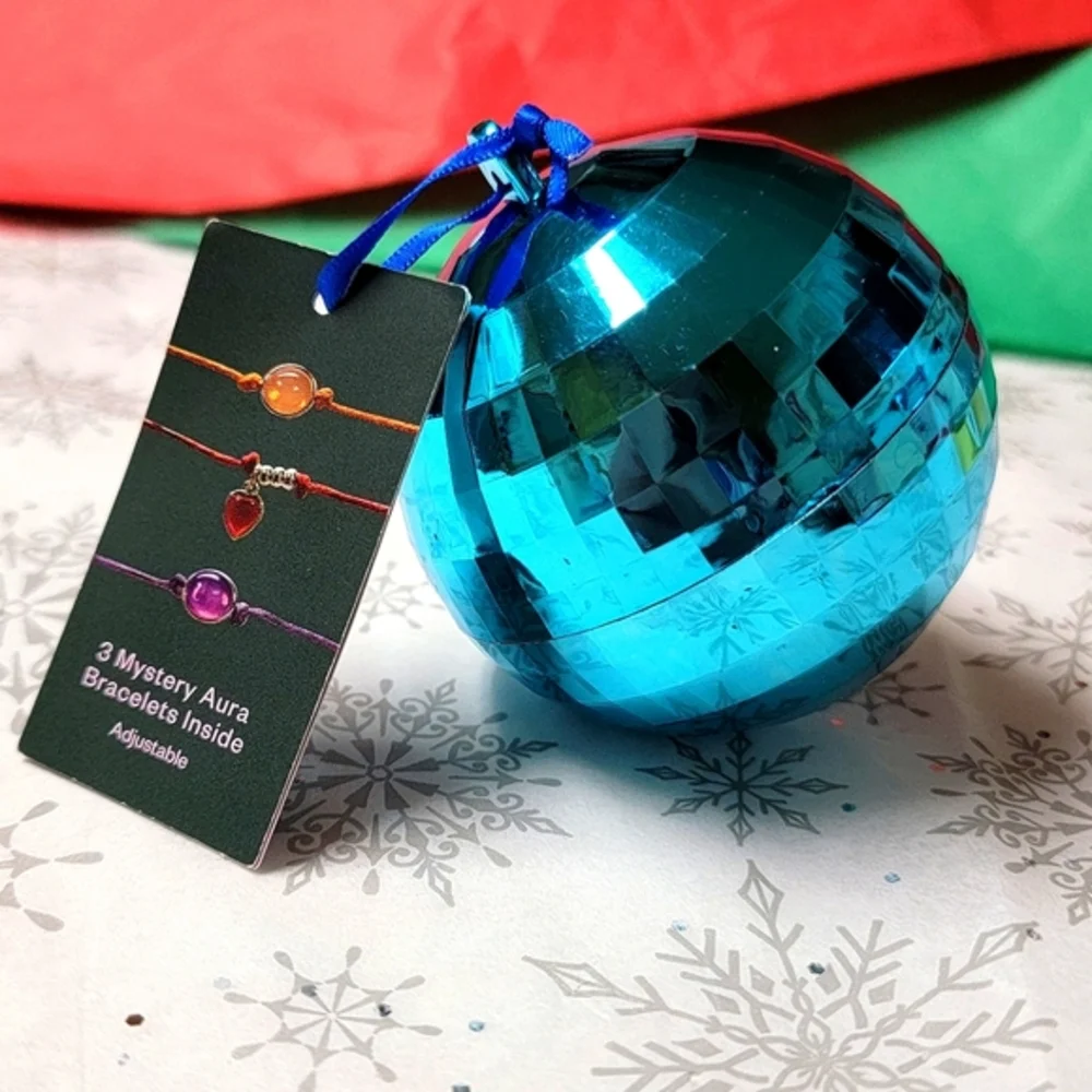 Mystery Aura Bracelets Christmas Tree Ornament Silver Disco Ball Suprise Gift
